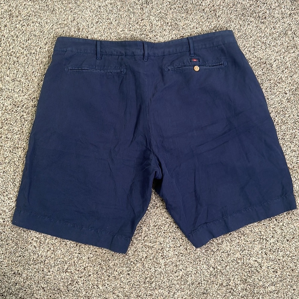FAHERTY brand linen cotton blend short size 40 navy blue summer vacation - Picture 10 of 10